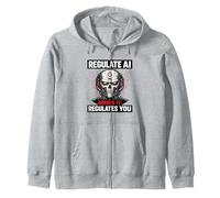 Regulate AI Before It Regulates You Robot Skull Zip Hoodie