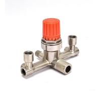 Regulator Valve Double Outlet Tube for Piston Air Compressors, Zinc Alloy Construction, 30% Higher Flow Rate vs Diaphragm Valves, Quick Decompression