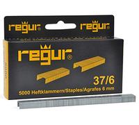 REGURER Type 37 fine Wire Staples Galvanized - 5,000 Pieces in Length 37/6 mm - Staples for attaching Fabrics, Leather, Textiles as Well as for Crafting and Decorating