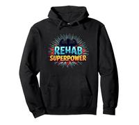 Rehab Is My Superpower Motivational Recovery Strength Pullover Hoodie, Adult Unisex, Black, M