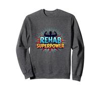 Rehab Is My Superpower Motivational Recovery Strength Sweatshirt, Adult Unisex, Dark Heather Grey, XL