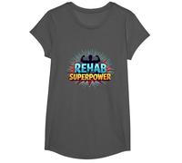 Rehab is My Superpower Motivational Recovery Strength T-Shirt, Girls, Asphalt, XS