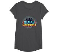 Rehab is My Superpower Motivational Recovery Strength T-Shirt, Girls, Dark Heather Grey, Small