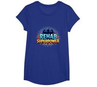 Rehab is My Superpower Motivational Recovery Strength T-Shirt, Girls, Royal Blue, Small