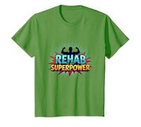 Rehab is My Superpower Motivational Recovery Strength T-Shirt, Kids, Grass, 6 Years