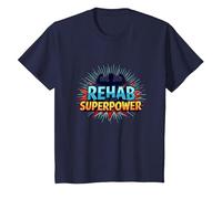Rehab is My Superpower Motivational Recovery Strength T-Shirt, Kids, Navy, 10 Years