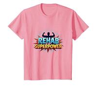 Rehab is My Superpower Motivational Recovery Strength T-Shirt, Kids, Pink, 6 Years