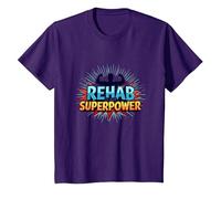 Rehab is My Superpower Motivational Recovery Strength T-Shirt, Kids, Purple, 8 Years