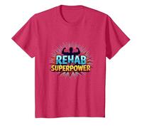 Rehab is My Superpower Motivational Recovery Strength T-Shirt, Kids, Red Heather, 6 Years