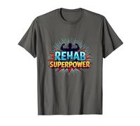 Rehab is My Superpower Motivational Recovery Strength T-Shirt, Men, Asphalt, XXL