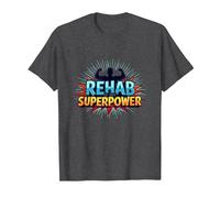 Rehab is My Superpower Motivational Recovery Strength T-Shirt, Men, Dark Heather Grey, 5XL
