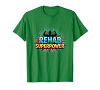 Rehab is My Superpower Motivational Recovery Strength T-Shirt, Men, Kelly Green, M