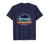Rehab is My Superpower Motivational Recovery Strength T-Shirt, Men, Navy, 5XL