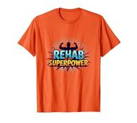 Rehab is My Superpower Motivational Recovery Strength T-Shirt, Men, Orange, 3XL