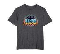 Rehab is My Superpower Motivational Recovery Strength T-Shirt, Men's Big and Tall, Dark Heather Grey, 4X Tall