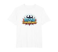 Rehab is My Superpower Motivational Recovery Strength T-Shirt, Men's Big and Tall, White, 5X Tall