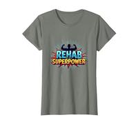 Rehab is My Superpower Motivational Recovery Strength T-Shirt, Women, Olive Heather, 3XL