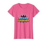 Rehab is My Superpower Motivational Recovery Strength T-Shirt, Women, Pink Heather, S
