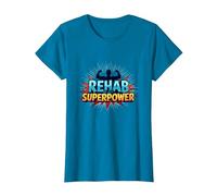Rehab is My Superpower Motivational Recovery Strength T-Shirt, Women, Sapphire, XXL