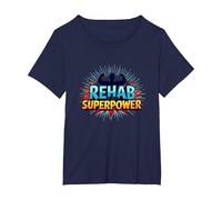 Rehab is My Superpower Motivational Recovery Strength T-Shirt, Women's Plus, Navy, 6X