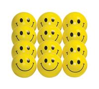 Rehabilitation Advantage 12-Pack Firm Yellow Smiley Ball Hand Exercisers. Grip Strength Therapy, Stress and Recovery Aid.