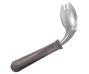 Rehabilitation Advantage Right Handed Grip Easy Offset Spork (1 pc, 7.5" L x 3.5" W, Stainless Steel & Gray Plastic, Angled Spork for Limited Mobility)
