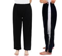 Rehabilitation Trousers Men's Side Opening Open Leg Patient Care Trousers, Paralysis Clothing with Side Zipper Easy to Wear and Take Off(Black,M)