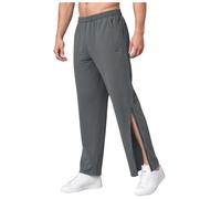 Rehabilitation Trousers Men's Training Trousers with Full-Length Zip Jogger Tear-Off Trouser Loose Casual Sportswear with Pocket Men's Jogging Trouser Side Opening Postoperative Sports Pants Grey