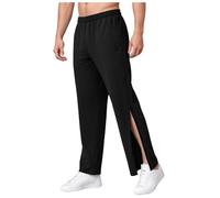 Rehabilitation Trousers Men's Training Trousers with Full-Length Zip Jogger Tear-Off Trouser Loose Casual Sportswear with Pocket Men's Jogging Trouser Side Opening Postoperative Sports Pants Black