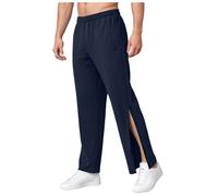 Rehabilitation Trousers Men's Training Trousers with Full-Length Zip Jogger Tear-Off Trouser Loose Casual Sportswear with Pocket Men's Jogging Trouser Side Opening Postoperative Sports Pants Navy