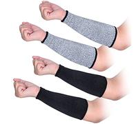 ReHaffe 2 Pairs Forearm Protector Sleeve Cut Resistant Level 5 Protection,10" Long Arm Sleeves Comfort Stretchable Arm Guards Thin Skin for Women Men Work(1 Black + 1 Gray)