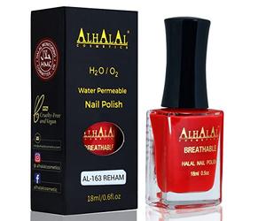 Reham Halal Gel Nail Polish - Water Permeable Red & White Nail Enamel - Vegan & Cruelty-Free AL-163