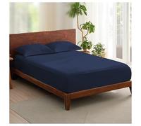 Rehan & Co 100% Egyptian Cotton Fitted Bed Sheets Double Navy Blue | 300 Thread Count 12 Inch (30cm) Deep Fitted Bed Sheet Hotel Quality Bedding OEKO-TEX Certified Breathable Bottom Sheet.