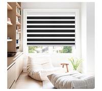 Rehan & Co Black Day and Night Zebra Roller Blinds for Windows Light Filtering Dual Layer Fabric Window Blinds Drill/No Drill Easy Fit Blind for Door (184cm W x 165cm L)