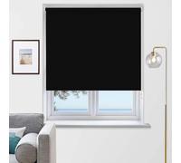 Rehan & CO Blackout Roller Blinds Thermal Insulated Fabric Easy fit Room Darkening window Shades/Blind Included Fittings Black (240cm width x 210cm drop)
