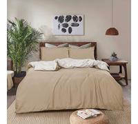 REHAN & CO Double Duvet Cover Sets - Reversible Microfiber Bedding Bed cover with Matching Pillowcases - Mink/Cream