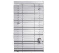 REHAN & CO Faux wood window Venetian Blinds 50mm Slats with String/Tape Blinds Aluminium Headrail Trimmable Child Safe Home Office Window Blind (Grey String, 135Wcm x 150Hcm)