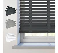 REHAN & CO Faux wood window Venetian Blinds 50mm Slats with String/Tape Blinds Aluminium Headrail Trimmable Child Safe Home Office Window Blind (Charcoal Tape, 105Wcm x 150Hcm)