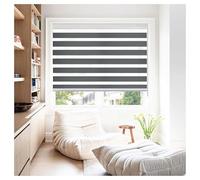 Rehan & Co Grey Day and Night Zebra Roller Blinds for Windows Light Filtering Dual Layer Fabric Window Blinds Drill/No Drill Easy Fit Blind for Door 114cm W x 165cm L)