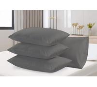 Rehan & Co Grey Pillow Cases 4 Pack 200 Thread Count Egyptian Cotton Bedding Envelope Enclosure Hotel Quality Pillow Covers Breathable Housewife Pillowcases (50 X 75 Cm)