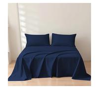 Rehan & Co Single Flat Sheet Navy Blue 100% Egyptian Cotton 300 Thread Count Hotel Quality Bedding Plain Dyed Breathable Flat Bed Sheets (180 X 255cm)