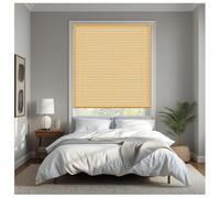 REHAN & CO Teak 114 x 150cm PVC Wood Grain Effect Venetian Blinds | 25mm Slats Easy Fit Trimmable Wooden Windows Blind with Child Safe Fittings