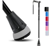 Rehand All Terrain Folding Walking Stick, Walking Sticks for Women & Men, Pivot Tip and Heavy Duty Mobility Aid, Adjustable Walking Stick for Elderly & Ladies, Black