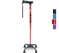 Rehand Quad Cane, Walking Cane with Ergonomic Handle Ever and Graceful 4-Pronged Base for Extra Stability, Adjustable Walking Sticks for Right or Left Handed Men & Women and Seniors [Red]