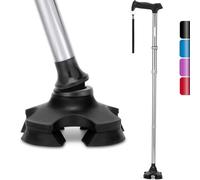 Rehand Walking Cane for Men Women - Foldable, Adjustable, Lightweight, Free Standing Swivel, Soft Handle, with Travel Bag, Walking Stick for Seniors and Adults