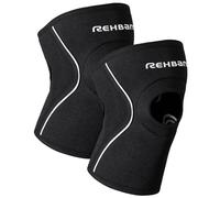 Rehband Open Patella Knee Brace 5mm Neoprene, Supportive Knee Sleeve with Patella Support, Knee Protection for Strength Training, Jogging & Fitness, Colour:Black - 1 Pair, Size:XX-Large