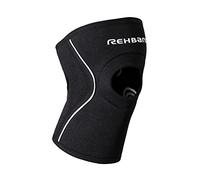 Rehband Open Patella Knee Brace 5mm Neoprene, Supportive Knee Sleeve with Patella Support, Knee Protection for Strength Training, Jogging & Fitness, Colour:Black, Size:Medium
