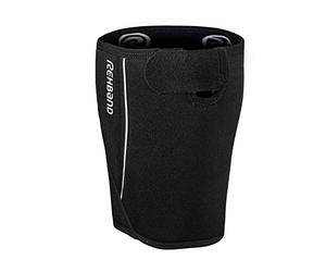 Rehband Thigh Support with Fastener, Thigh Compression Support 5mm Neoprene, 1x Thigh Sleeve for Assisting Muscle Tear & Strain, Quad Compression Sleeve, Colour:Black, Size:Medium