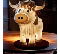 Rehenbsem Farmhouse Cow Night Light, Cute Animal Table Lamp with USB A C Ports, Resin Cow Bedside Lamp for Bedroom, Office, Home