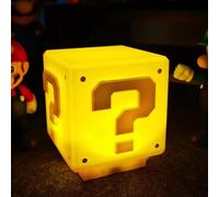 Rehenbsem Super Bro Question Block Night Light,Question Mark Block Decorate Table Lamp with USB Power Cable, Yellow LED Night Lamp Box with Game's Gold Coin Sound Effects Party Gift